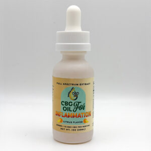 A dropper bottle of citrus-flavored 2,000mg CBG Inflammation Oil.